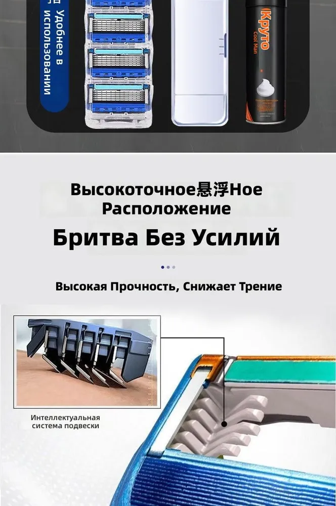 Мужская бритва с 5 лезвиями, ручная, универсальная, для бритья лица, с держателем и сменными лезвиями 3