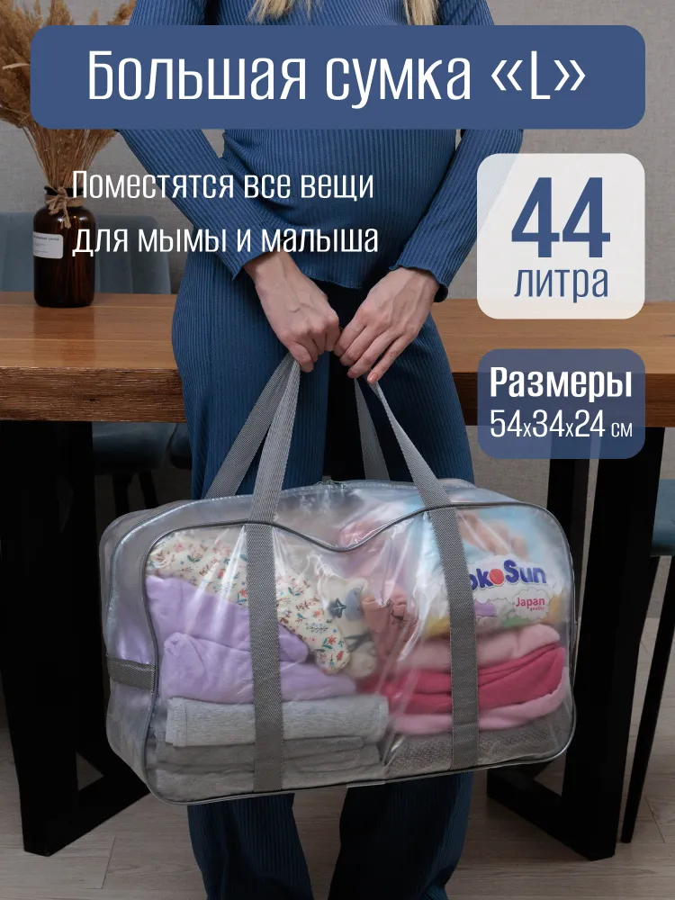 Сумки в роддом прозрачные для беременных набор 3 шт 200 микрон, 3 шт, фото 3