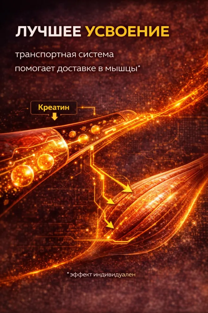 Creatine with Transport System Креатин моногидрат порошок с транспортной системой, спортивное питание,500гр, вкус: яблоко, 500 г, фото 6