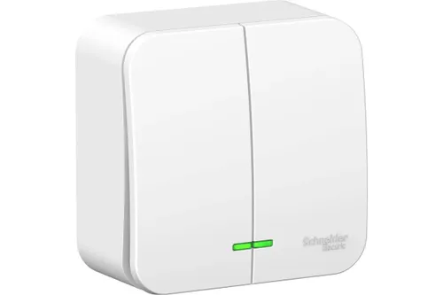 Выключатель О/У 2-клавишный с подсветкой (сх.5) изол.пл., 6А, 250В, белый Blanca Schneider Electric