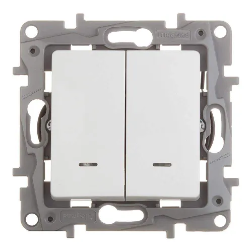 Выключатель Legrand Etika двухклавишный встраиваемый белый с подсветкой