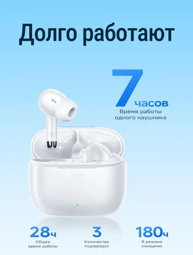 hoco Наушники беспроводные с микрофоном Hoco EQ2, Bluetooth, USB Type-C, белый