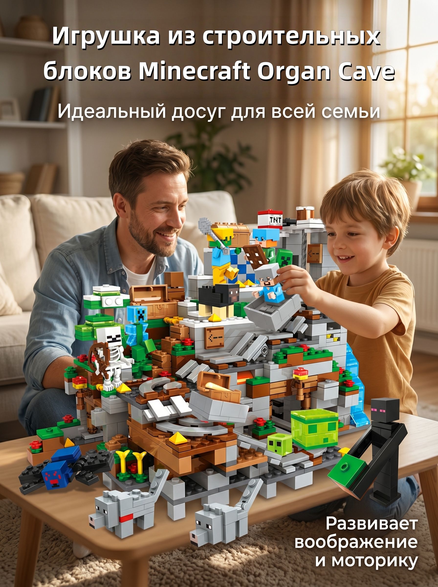Органная пещера "Майнкрафт", развивающие игрушки из строительных блоков для мальчиков, совместимые с Lego, подарки детям на день рождения
