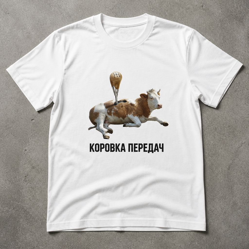 Футболка мем y2k коровка передач flat_lay