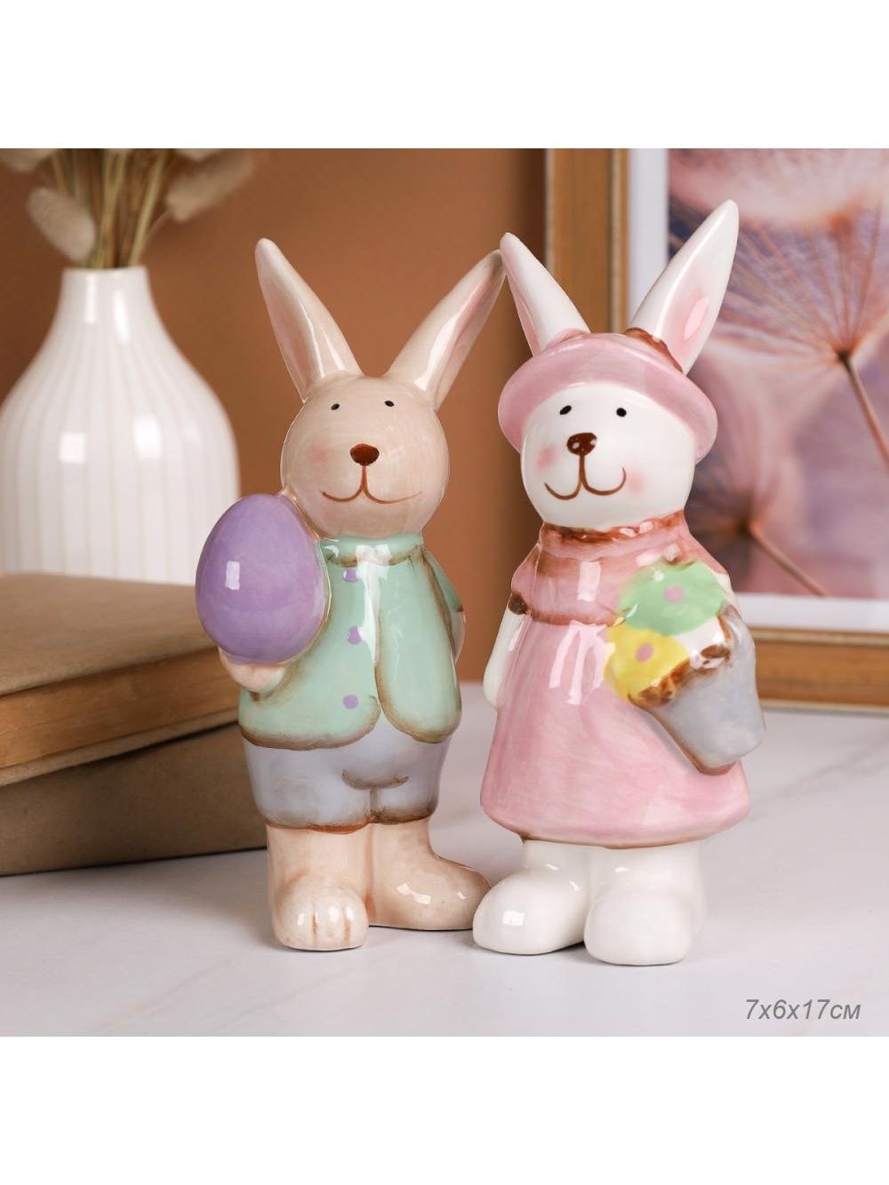 Декоративная фигурка Кролик 16.8 см 201005 для интерьера и подарка, фарфор, 16,8 см