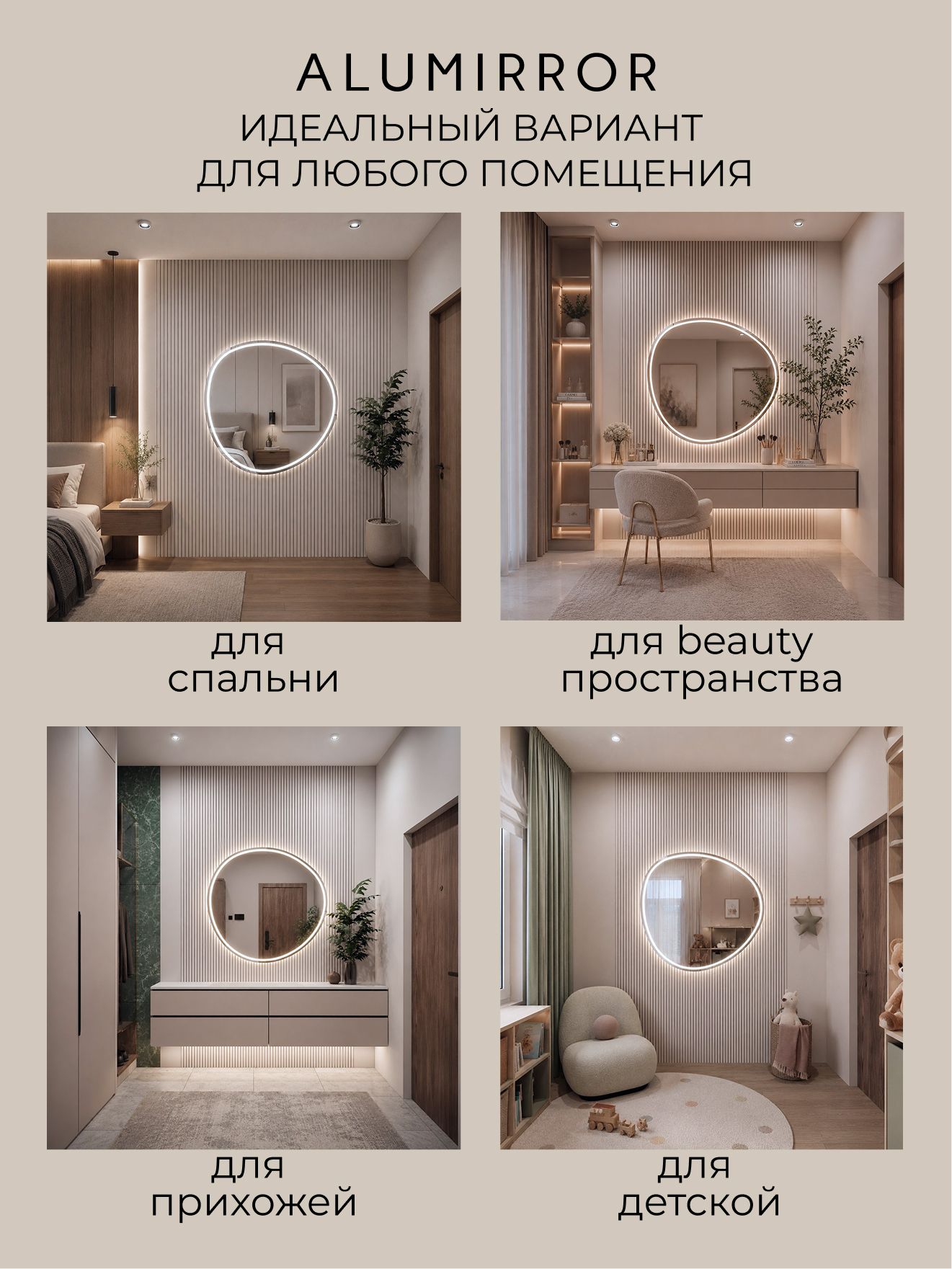 Зеркало настенное 71х74 см. холодный свет 6000К фигурное с фронтальной подсветкой М19 ALUMIRROR — фото 12