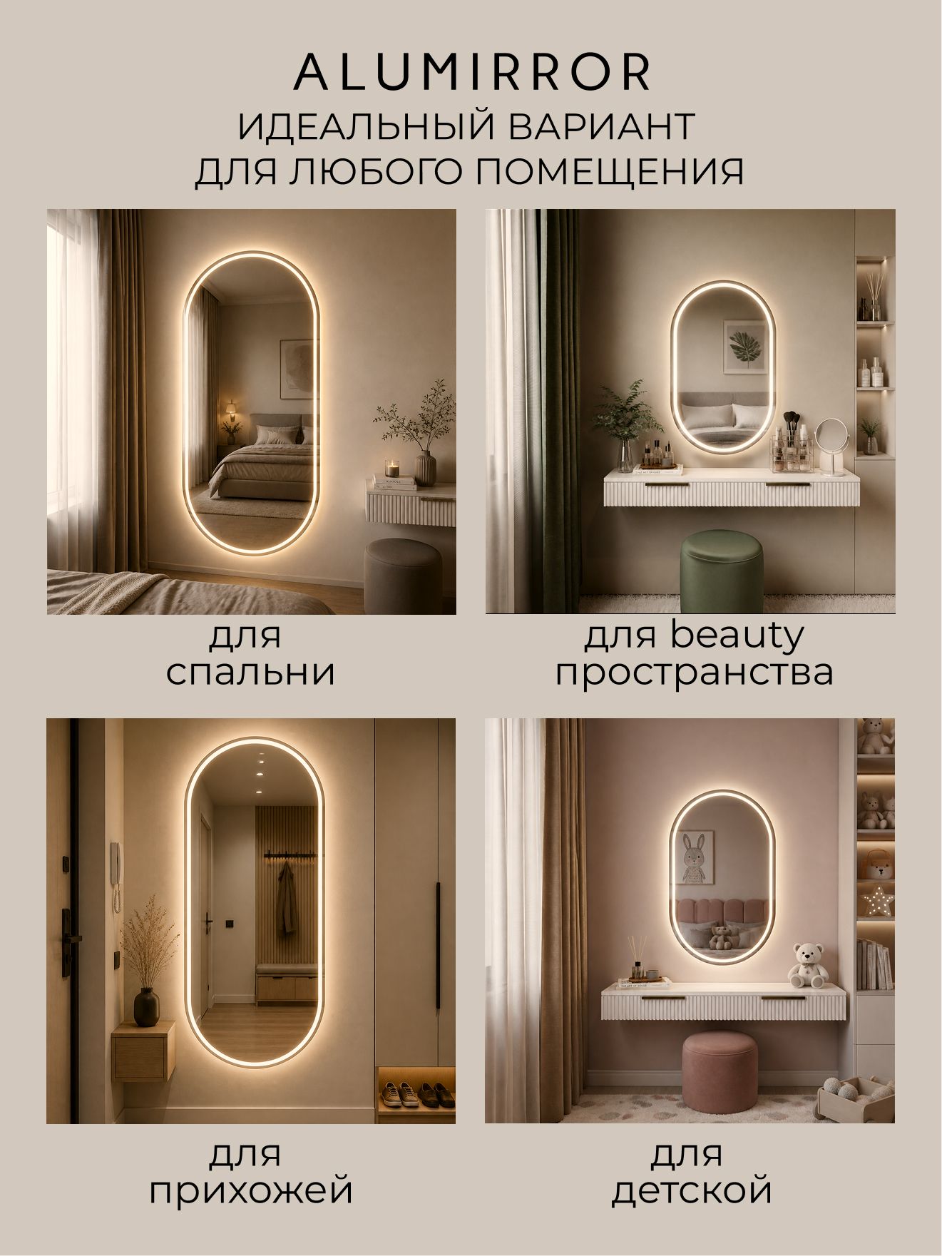 Зеркало настенное 100х50 см. теплый свет 3000К овальное с фронтальной подсветкой М6 ALUMIRROR — фото 12