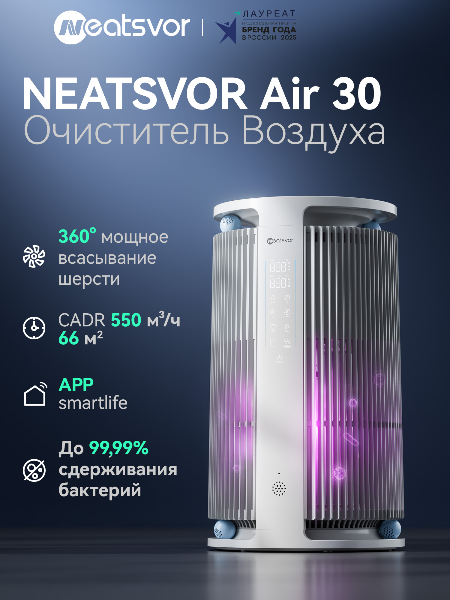 Neatsvor Air 30 очиститель воздуха UV-очистка и ионизация воздухоочиститель для дома