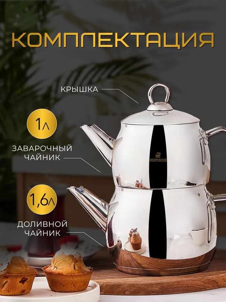 Турецкий доливной чайник из нержавеющей стали 1 л. и 1,6 л ...