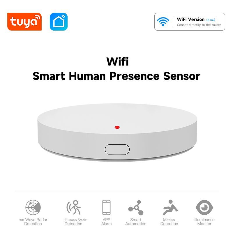 ДатчикприсутствиячеловекаTuyaWiFiкруглый,подходитдляумногодома,умнойжизниибезопасности,ЗаменаPIRдатчика