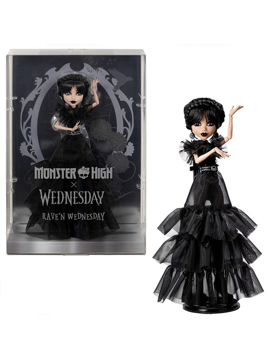 Mattel Monster High Rave N Wednesday / Набор для куклы в черном платье, черное готическое платье ...
