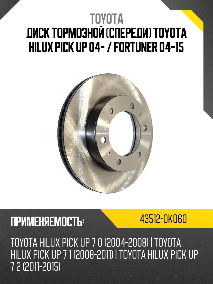 Диск тормозной (Спереди) Toyota Hilux Pick Up 04- / Fortuner 04-15