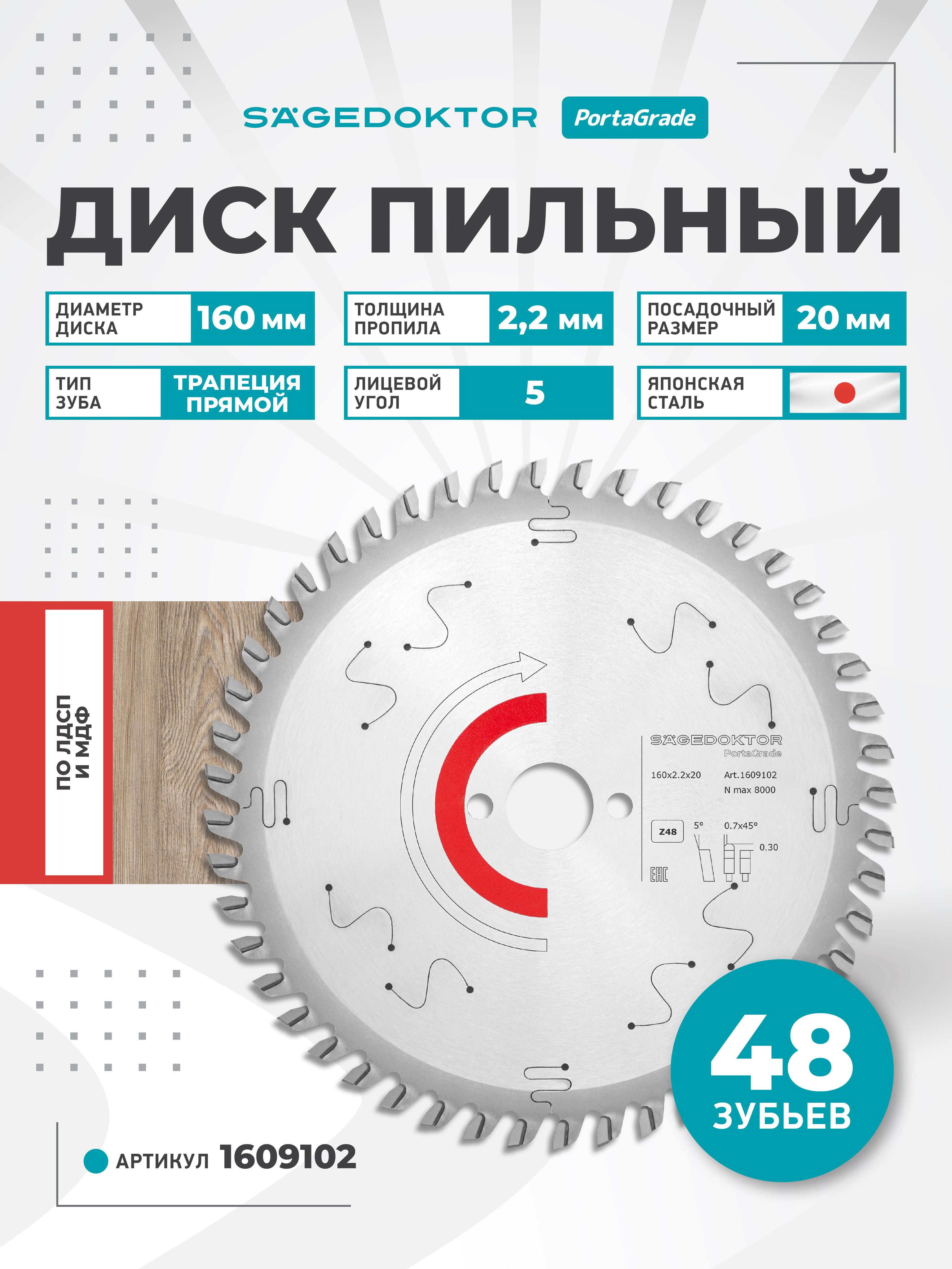 SÄGEDOKTORДискпильный160x2.2x20;48зуб.