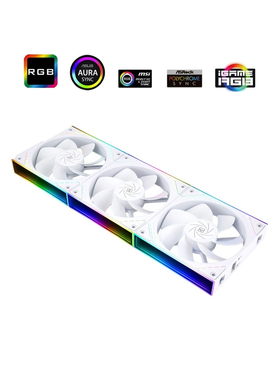 Комплектиз3белыхвентиляторовсэффектомбесконечностиTL-M12QWX3