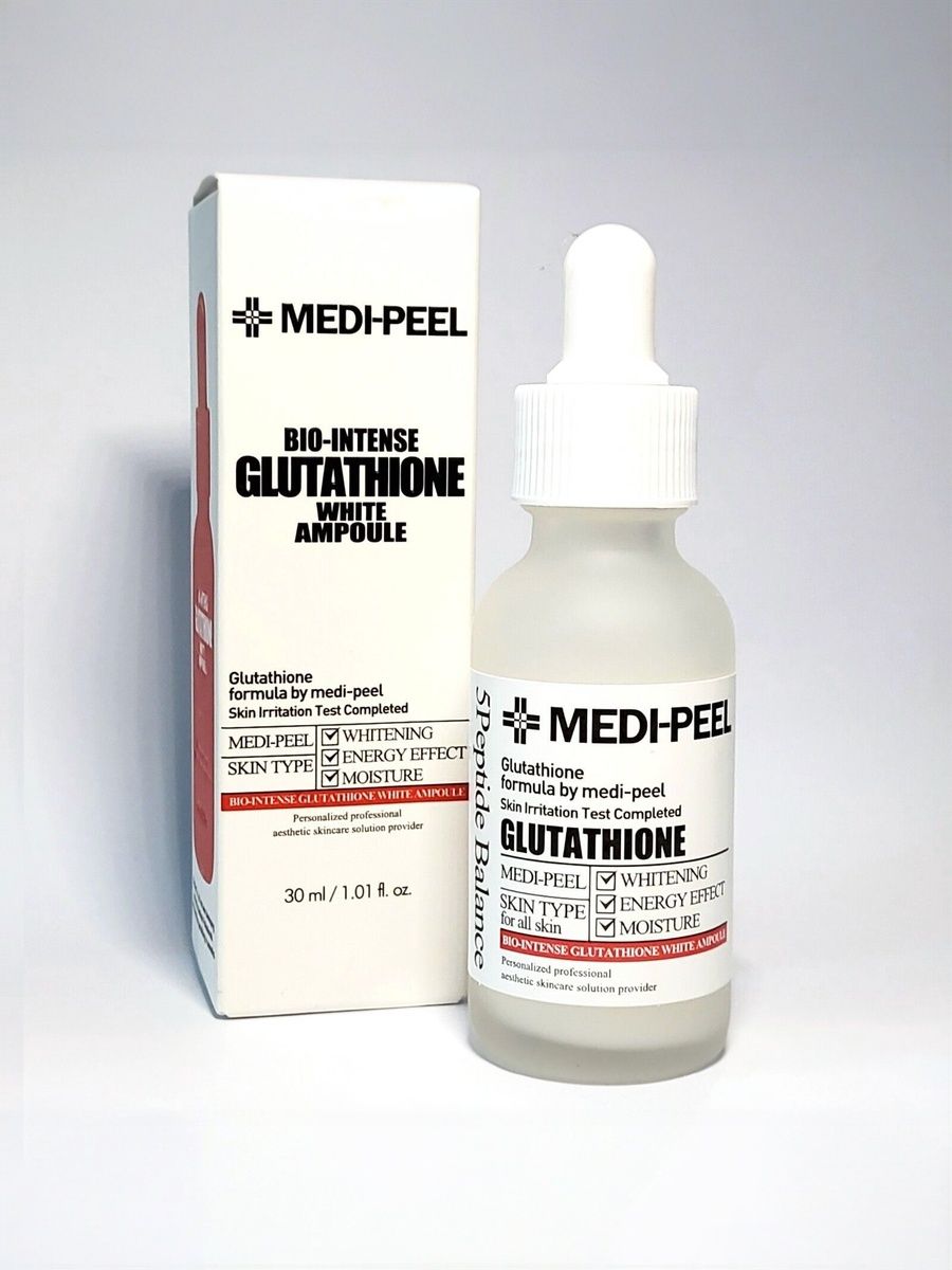medi peel glutathione white ampoule Medi-Peel 2.0 inasaidia: • Kupunguza dark spots na hyperpigmentation • Kusawazisha skin tone na kuongeza brightness • Kutoa hydration na kufanya ngozi iwe laini • Kuboresha elasticity na kusaidia Gently pat skin with your fingers to aid absorption MEDI PEEL Bio-Intense Glutathione White
