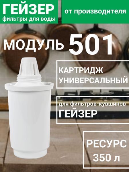 Картридж для фильтра-кувшина Гейзер 501, ресурс 350 л, комплексная очистка воды, 30500
