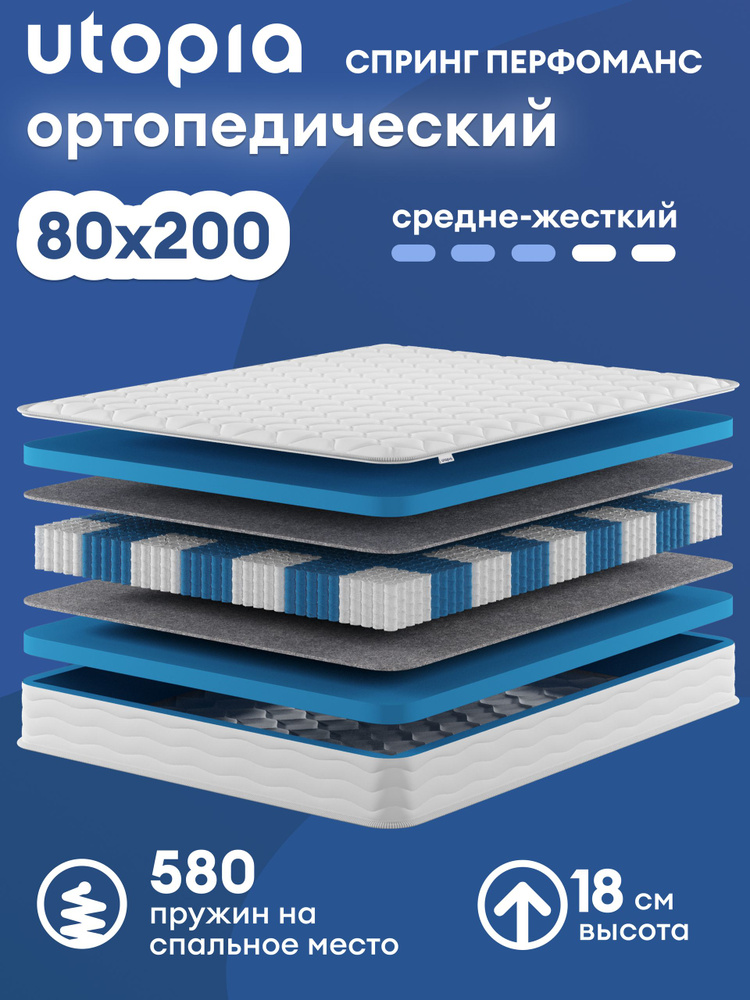 UTOPIA Матрас, Независимые пружины, 80х200 см #1