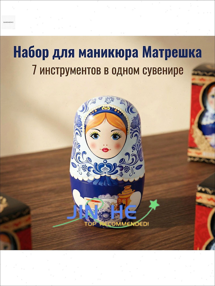 Креативный набор маникюрных инструментов в матрёшке: профессиональные кусачки, пилки и аксессуары с русским #1
