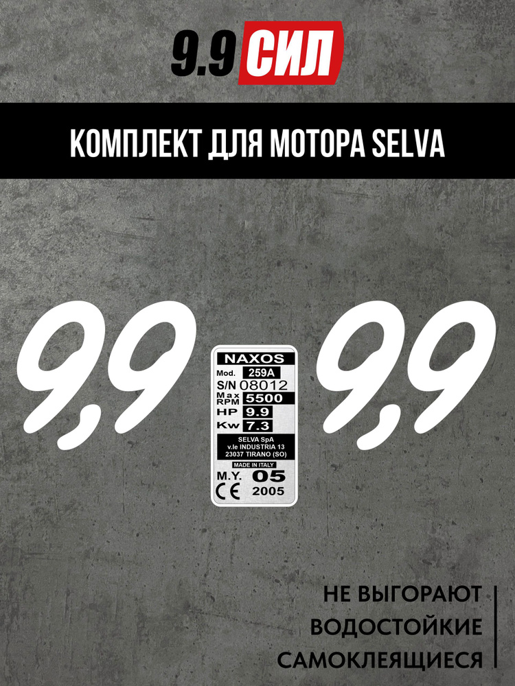 Наклейки и шильдик на лодочный мотор Сельва 9.9 #1