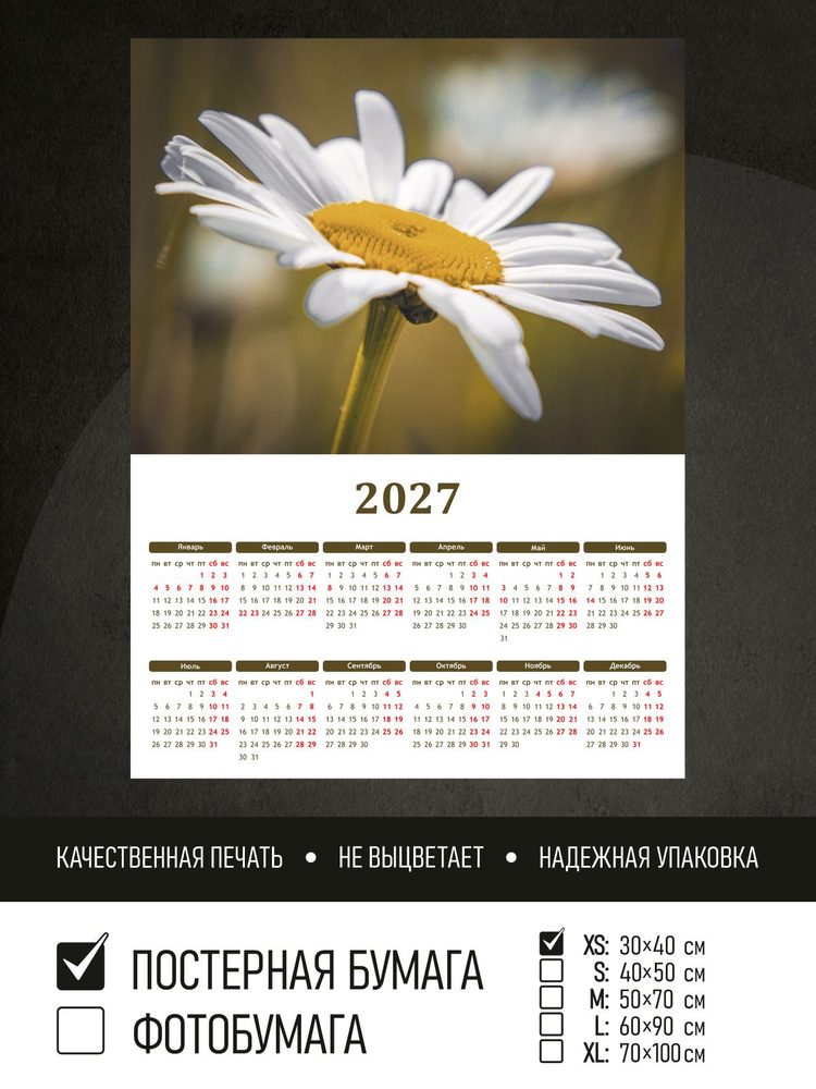 Календарь 2027 на стену Ромашка, 30х40 см ПолиЦентр #1