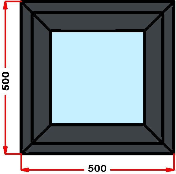 Окно пластиковое, профиль 60 мм (500 x 500), фрамуга, стеклопакет 3 стекла, темно-серое снаружи, изнутри #1