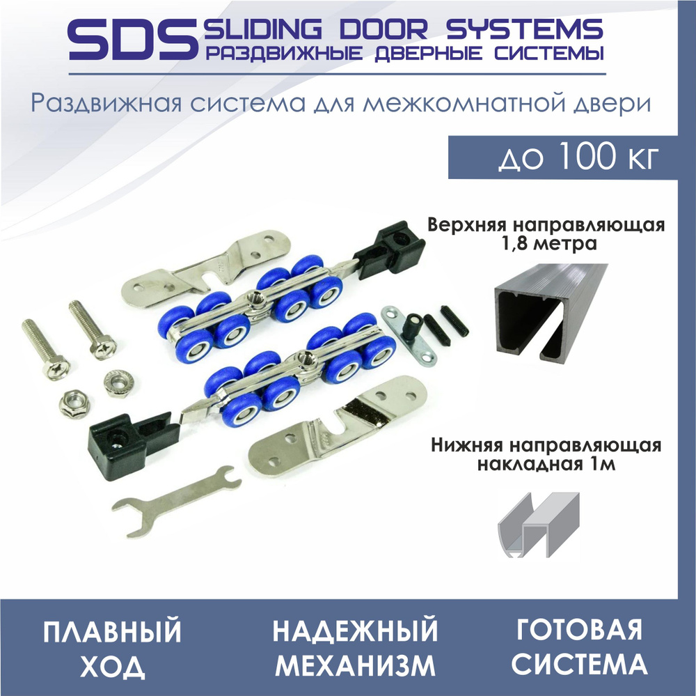Раздвижная система для раздвижной двери SLIDING DOOR SYSTEM SDS R3017/N3/1800(комплект роликов SDS R3017+верхняя #1