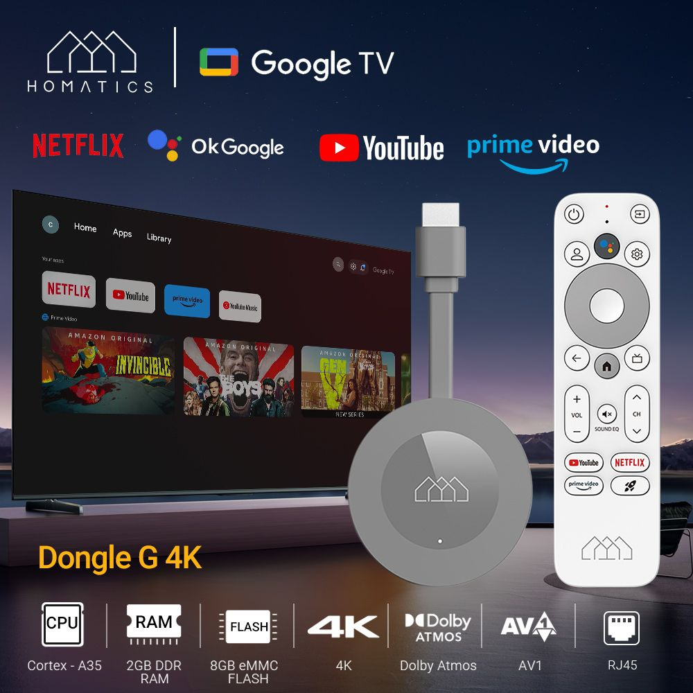 Медиаплеер Homatics Dongle G 4K, DC 5.5 мм, USB, RJ-45 Ethernet, HDMI,  черный, Android купить по низкой цене с доставкой в интернет-магазине OZON  (1410544171)