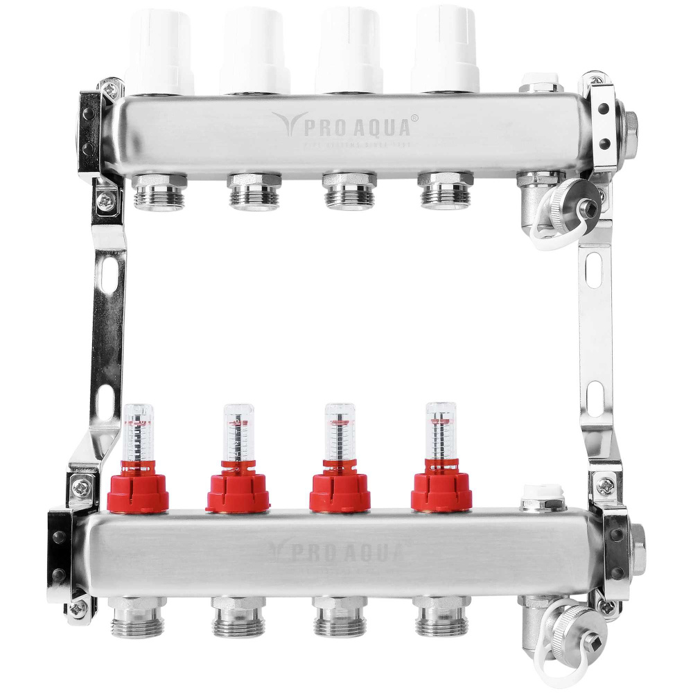 Коллекторная группа ProAqua со встроенными расходомерами 1"х3/4 4 выходов  #1