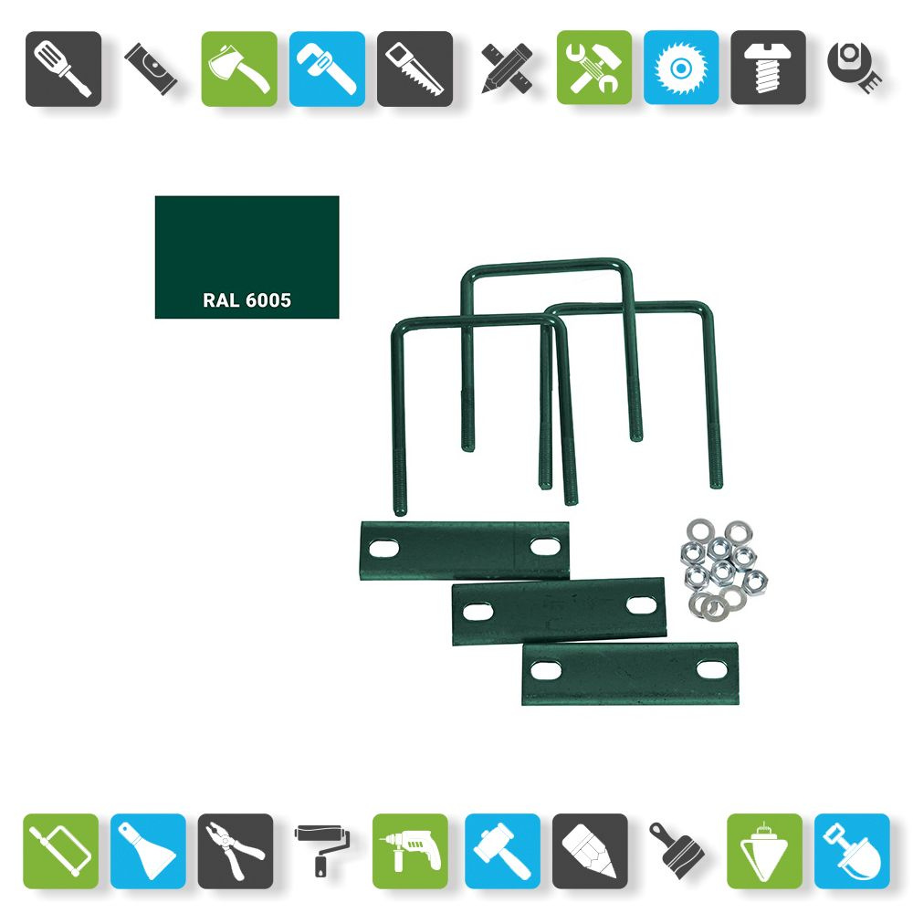 Комплект держателей для столба 50х50 мм RAL6005, зеленый, (3 шт ...