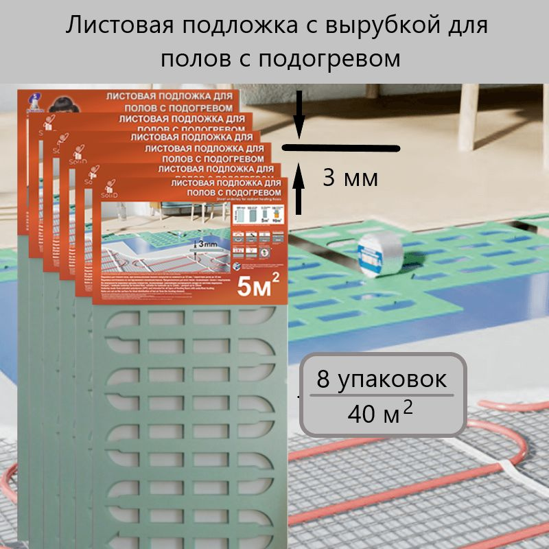 Solid Подложка под ламинат с вырубкой для теплого пола 3 мм, 8 уп  #1