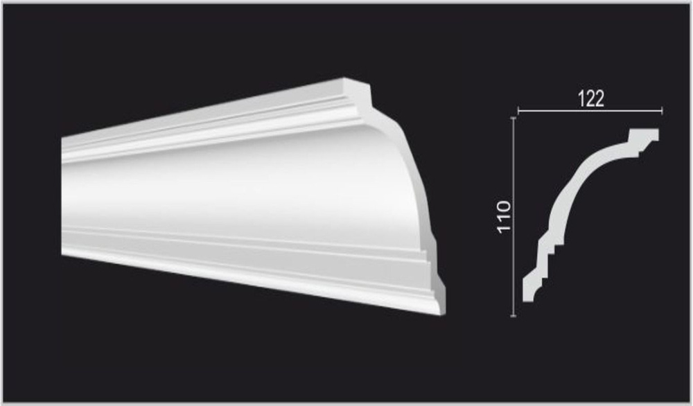 Плинтус потолочный дюропласт ударопрочный под покраску Decor-Dizayn DD16 белый 12.2x11x200 см  #1