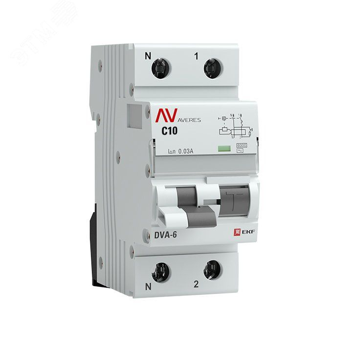 Дифференциальный автомат 1П+N 10А 30мА EKF характеристика C тип AC 6кА DVA-6 AVERES - 10 шт  #1