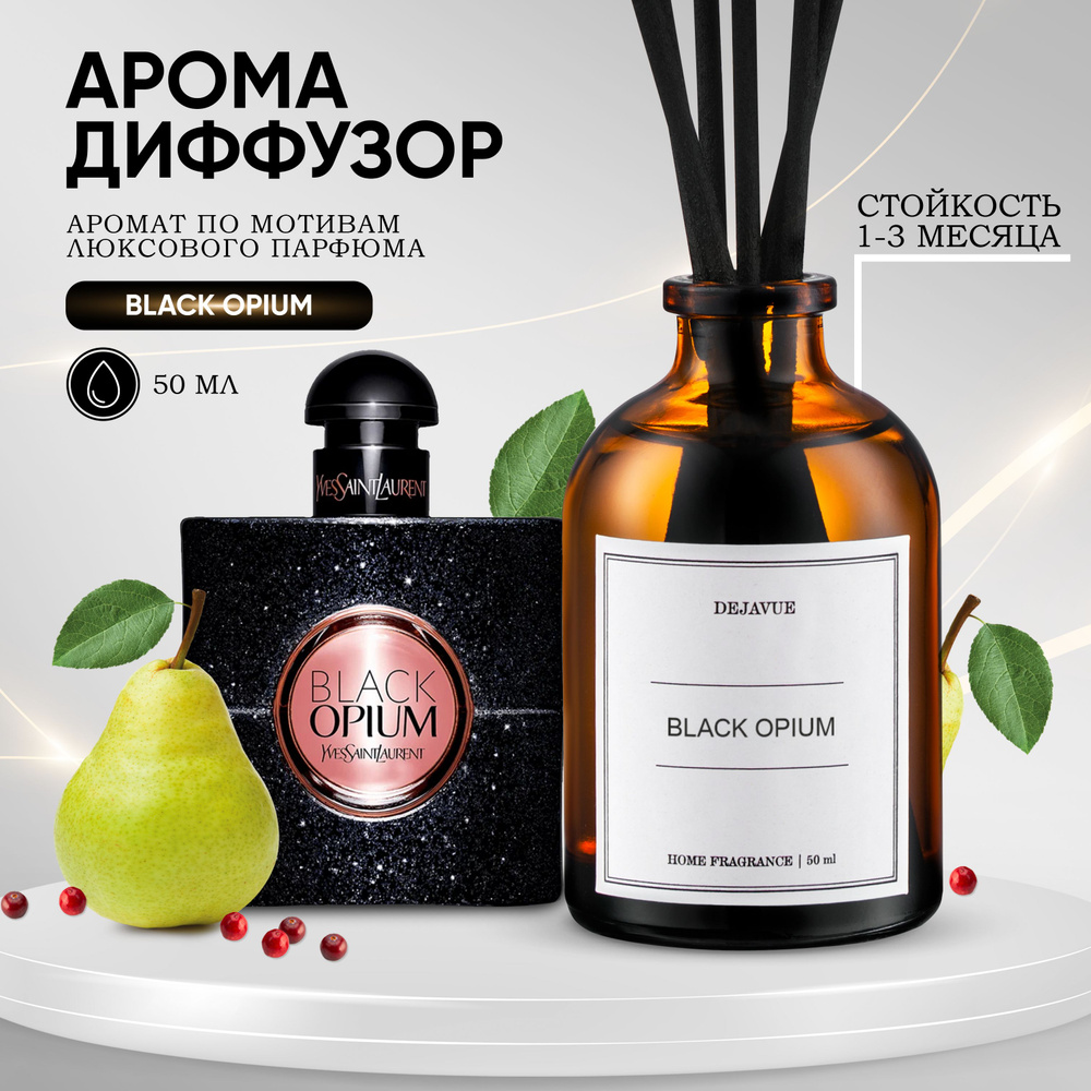 Ароматический диффузор Dejavue Black Opium / ароматизатор для дома с  палочками 50 мл