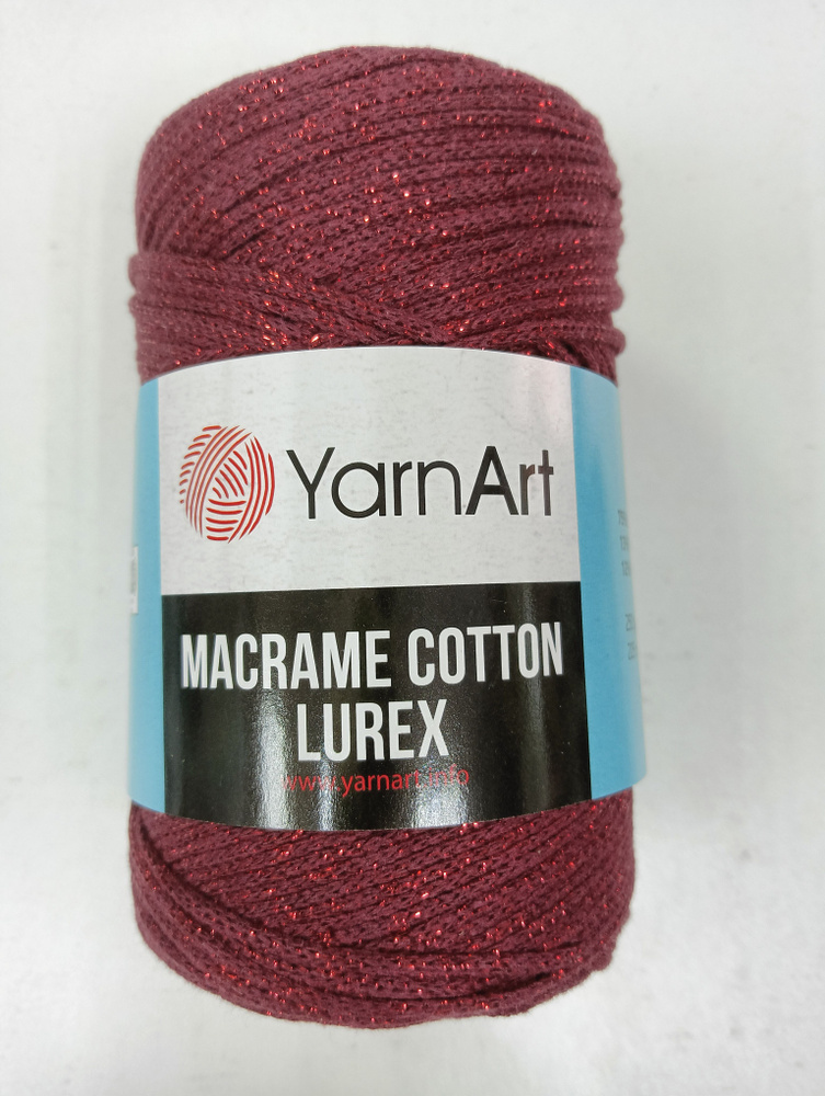 Пряжа YarnArt Макраме Коттон Люрекс (Macrame cotton lurex)., 739 красный/бордовый 75% хлопок, 13% п/э, #1