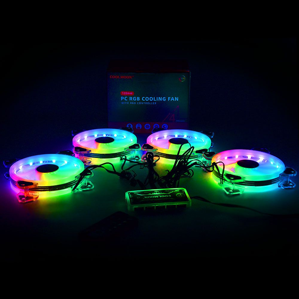 Вентиляторы 120мм для ПК с ARGB подсветкой Coolmoon / Набор 4 ...