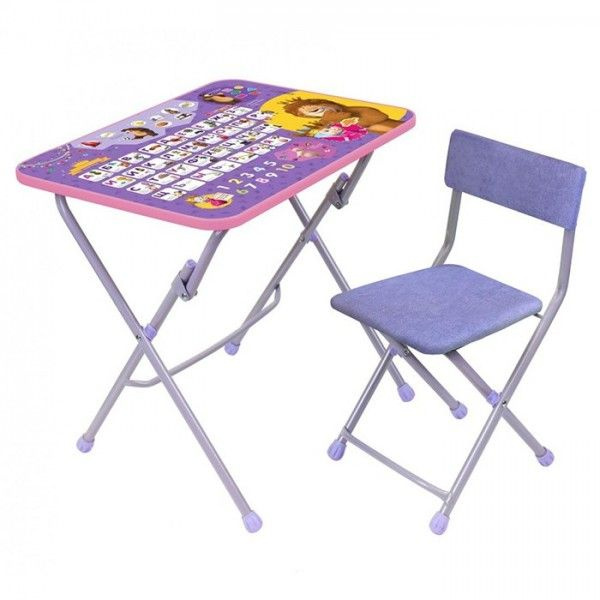 Набор детской мебели Nika "Маша и медведь", фиолетовый, складные стол и стул, мягкое сиденье (ММД3/А1) #1