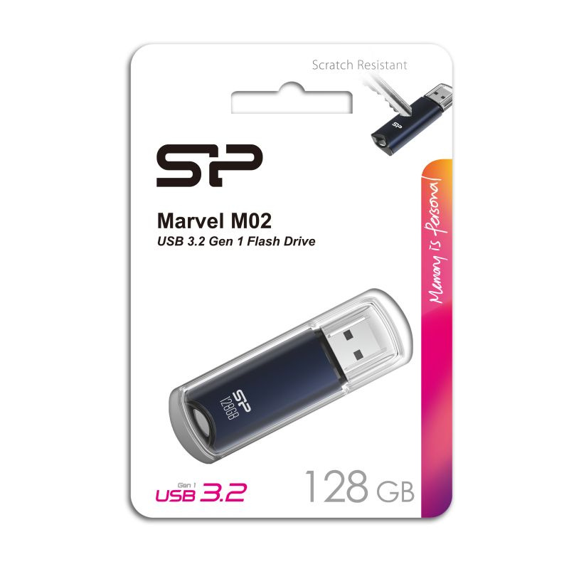 Silicon Power USB-флеш-накопитель Marvel M02, 128Gb, Super Speed, USB 3.2 Gen 1, 128 ГБ, синий  #1