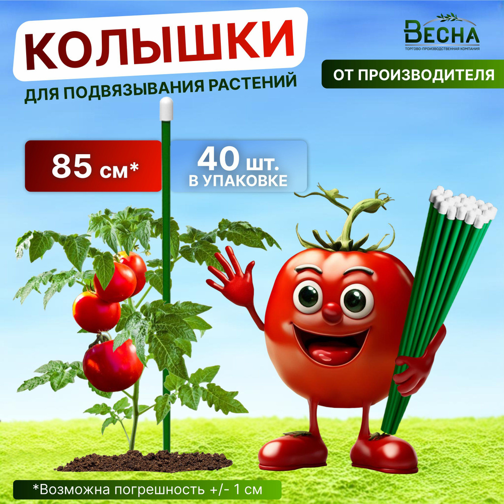 Колышки садовые (40 шт. по 85 см) для подвязки томатов , огурцов и других растений #1