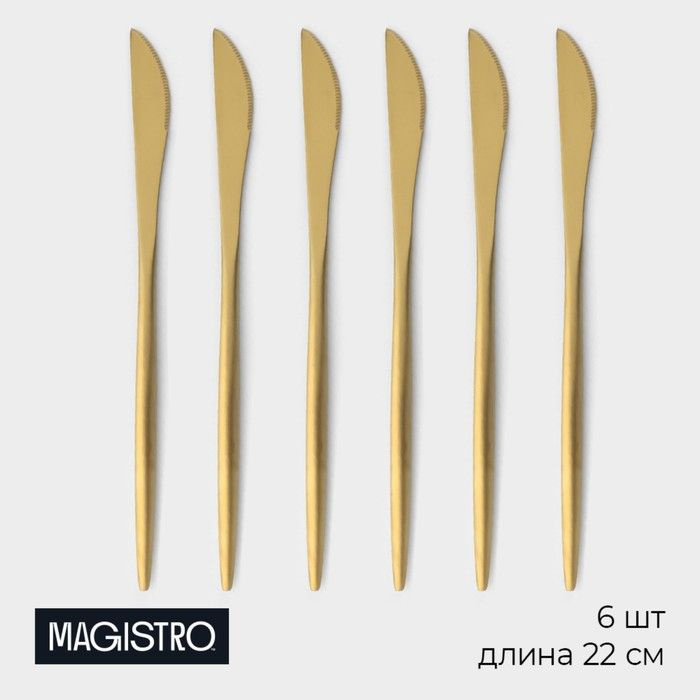 Набор ножей столовых из нержавеющей стали Magistro Фолк , длина 22 см, 6 шт  #1