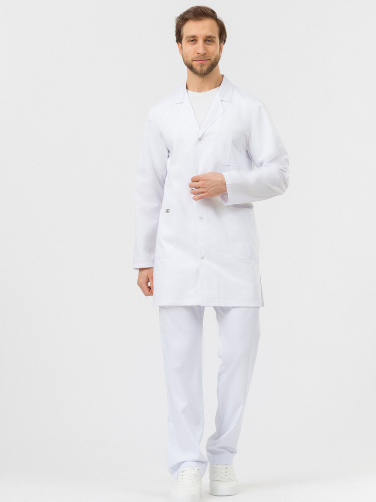 Халат мужской медицинский укороченный Спецодежда для мужчин Медицинский халат мужской униформа для врачей #1