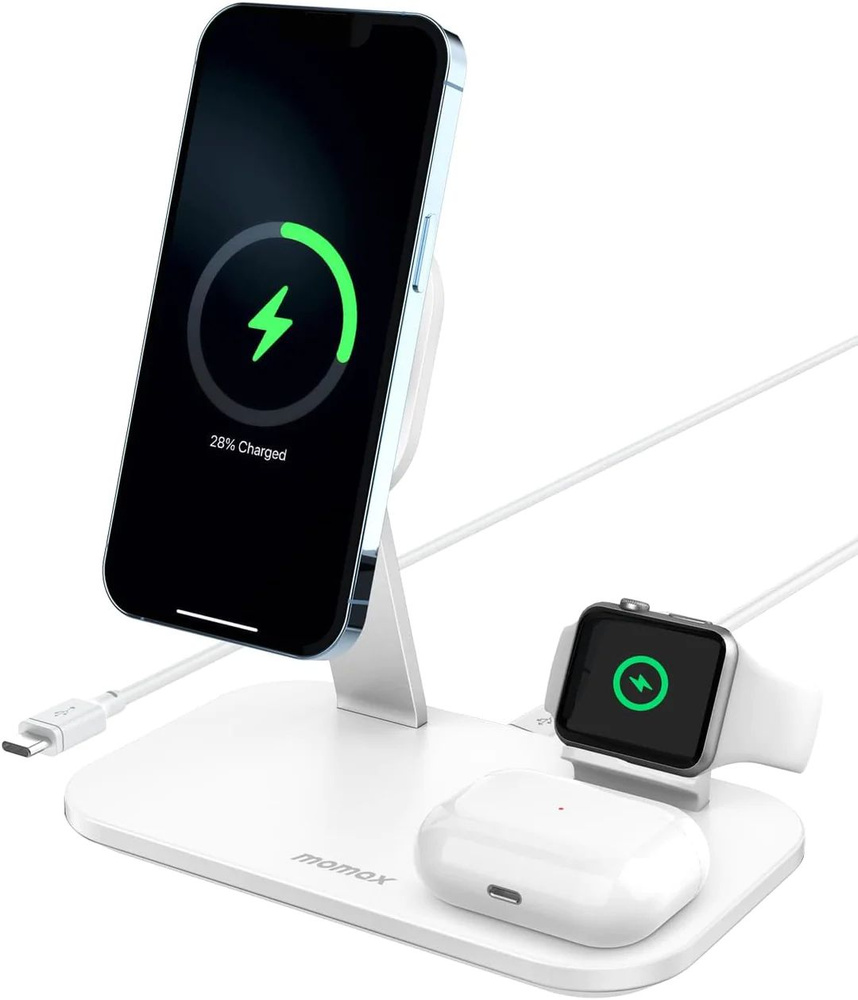 Беспроводное зарядное устройство 3 в 1 Momax Q.Mag Pro 3 MagSafe Wireless  Charging Stand