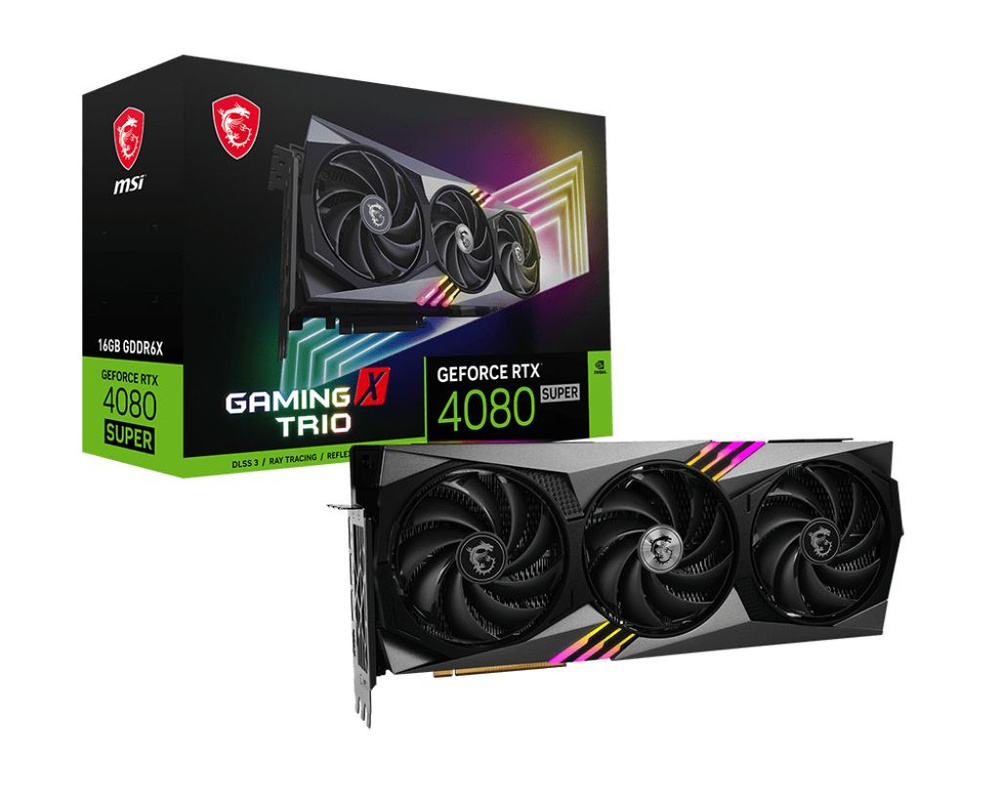 MSI Видеокарта GeForce RTX 4080 SUPER GAMING X TRIO 16 ГБ (RTX 4080 SUPER  16G GAMING X TRIO)