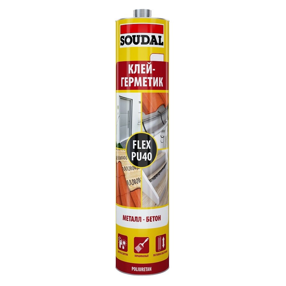 Клей-герметик полиуретановый универсальный Soudal Flex PU 40 (300мл) серый  #1