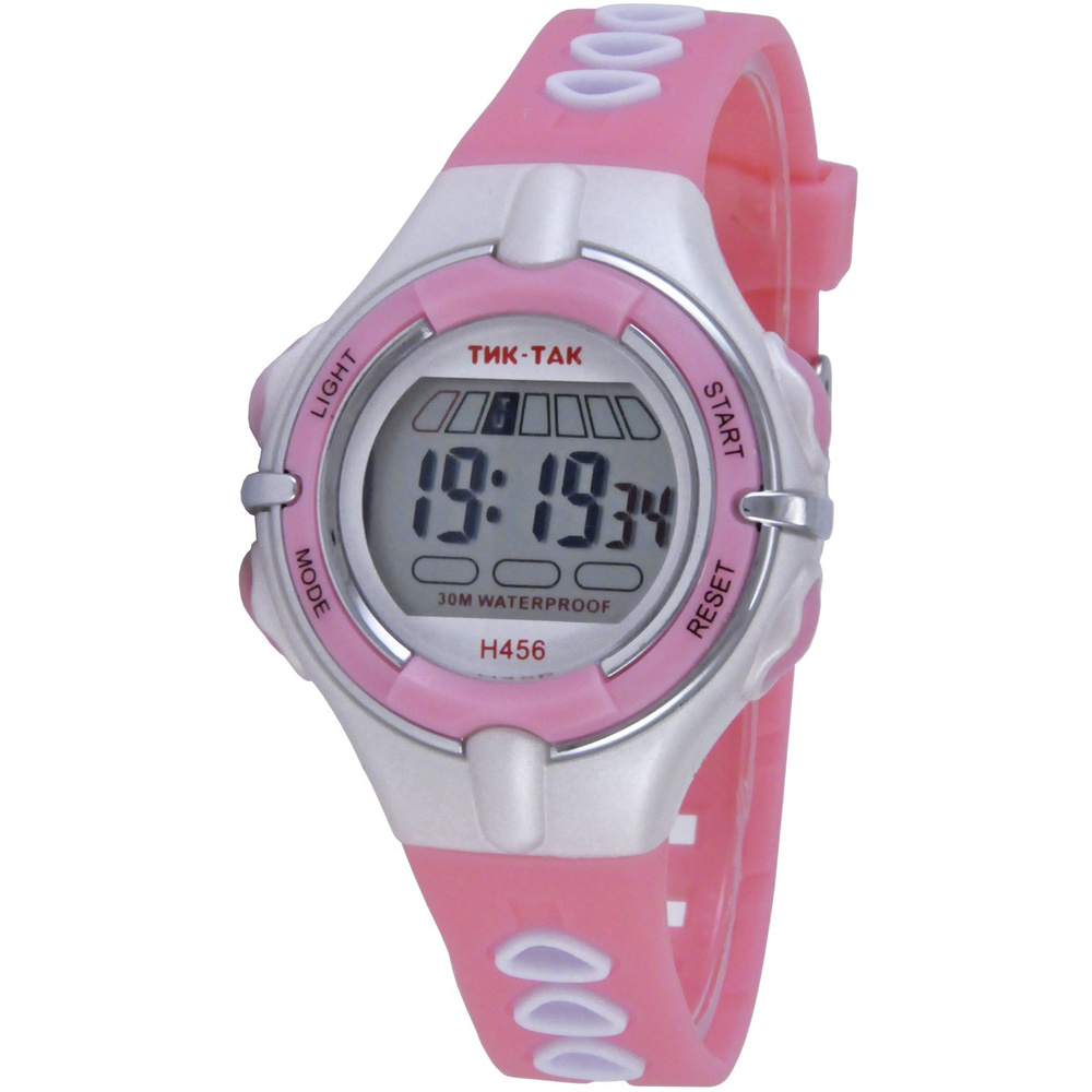 Часы для девочки электронные наручные Тик-Так Н456 розовые с подсветкой, будильником, секундомером  #1