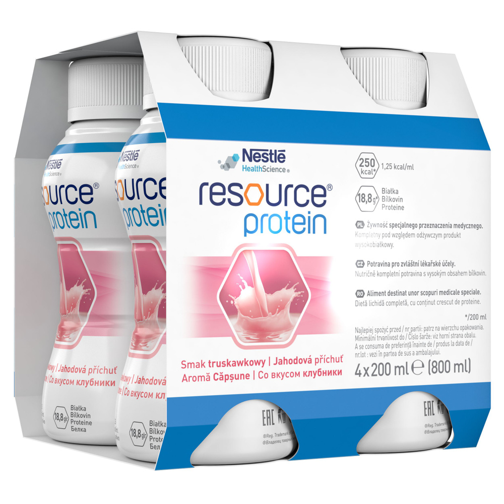 Молочная смесь Nestle Resource PROTEIN Клубника, диетическая, с высоким содержанием белка, 4 шт x 200 #1