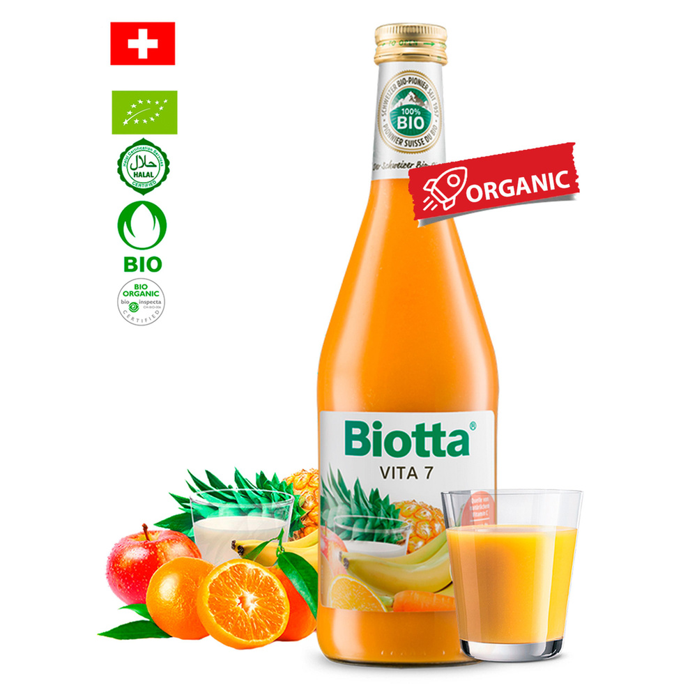 Сок мультифруктовый с добавлением овощей прямого отжима Biotta Vita 7 (Вита 7), BIO (БИО) Schweiz банан #1