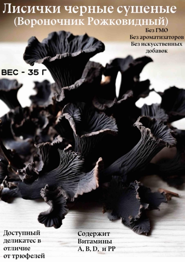 Лисички черные сушеные грибы, 35 гр. Деликатесный гриб. #1