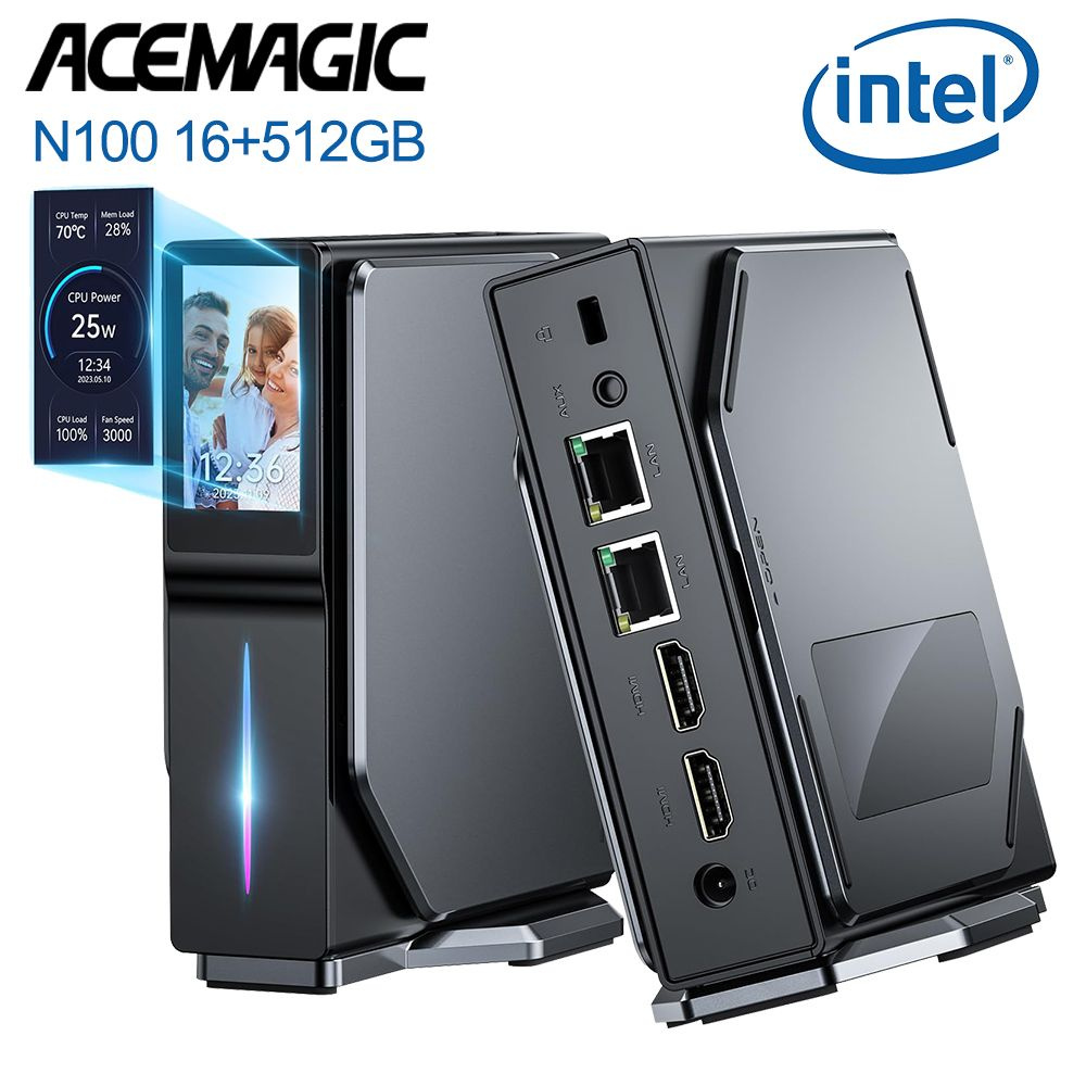 【未開封】Acemagic mini PC(N100、16G、512G) ACEMAGIC Mini PC Intel N100 CPU (up to 3.6 GHz), 16GB DDR4 RAM