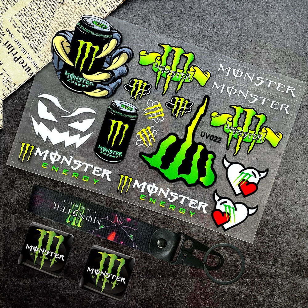 3D УФ-наклейка Monster Energy Наклейка на корпус мотоциклетного шлема  #1