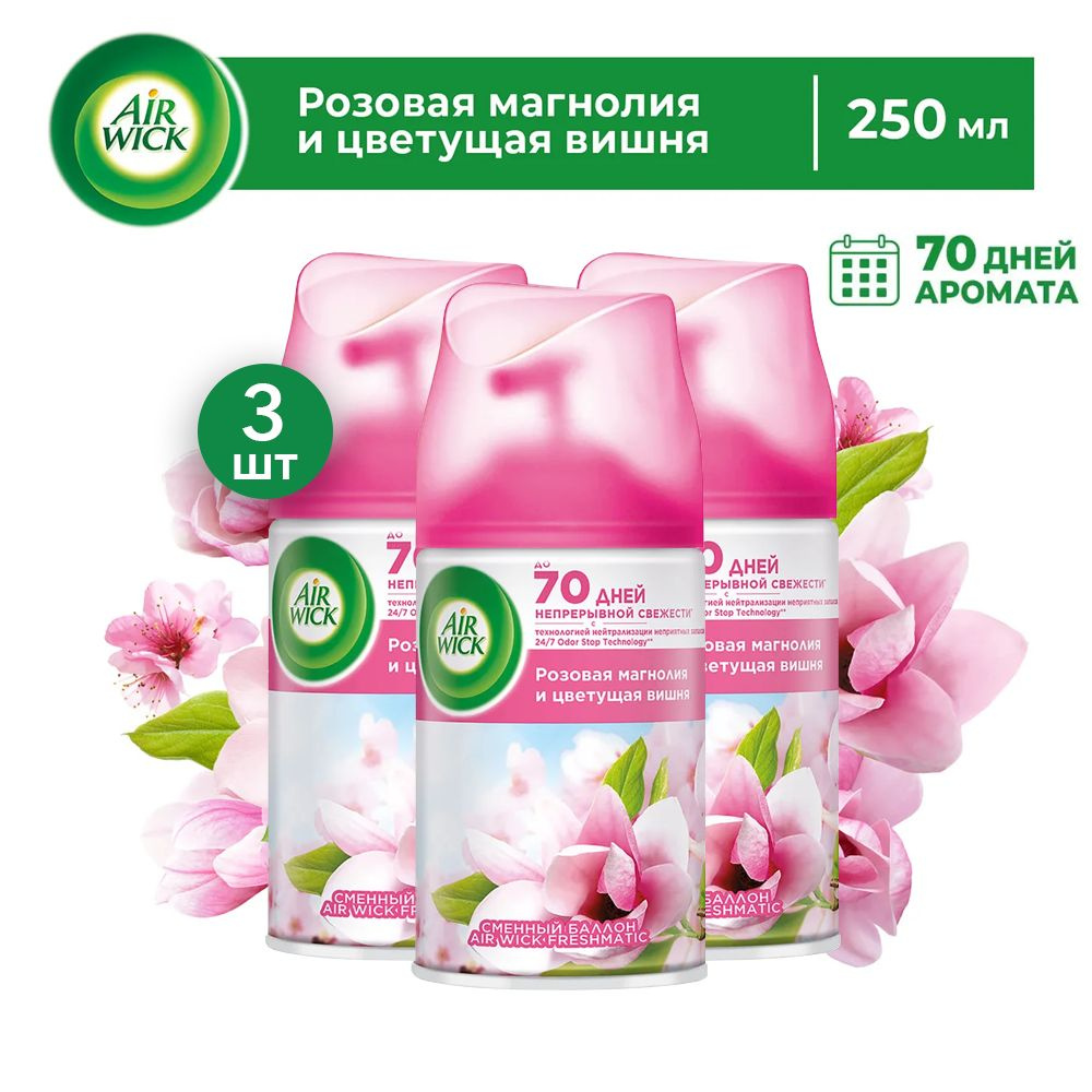 Сменный баллон AirWick Freshmatic, Магнолия и Вишня, 250 мл 3 шт #1